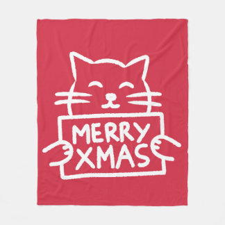 Couverture Polaire Joli Chat Joyeux Noël