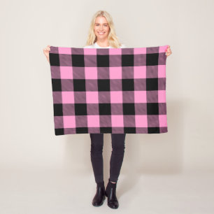 Couverture Polaire Joli Chèque de Buffle Rose et Noir