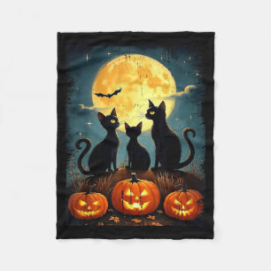 Couverture Polaire Joli costume de chat noir citrouille Halloween aut