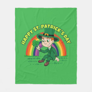 Couverture Polaire Joli dessin animé leprechaun avec shamrock et arc-