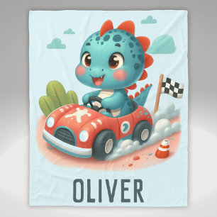 Couverture Polaire Joli Dino Pilote Conduisant une Voiture Rapide