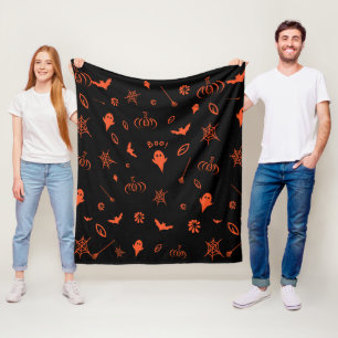 Couverture Polaire Joli Fantôme Éffrayant Orange Noir Halloween