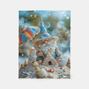 Couverture Polaire Joli gnome de plage avec parapluie