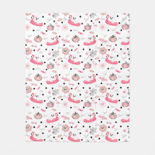 Couverture Polaire Joli Halloween Tropical – Fantômes & Flamant Rose
