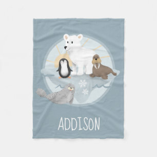 Couverture Polaire Joli hiver Vacances Ours polaire et Penguin Enfant