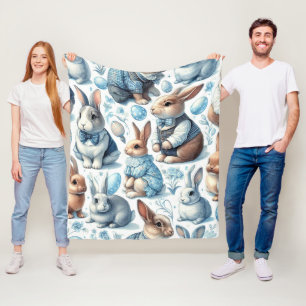 Couverture Polaire Joli lapin Vintage sans couture