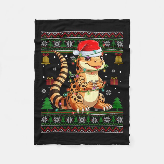 Couverture Polaire Joli Leopard Gecko Santa Hat Laid Christmas (Devant)