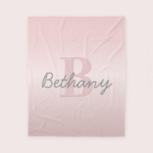 Couverture Polaire Joli Monogramme rose personnalisable et votre nom