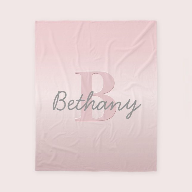 Couverture Polaire Joli Monogramme rose personnalisable et votre nom  (Créateur téléchargé)