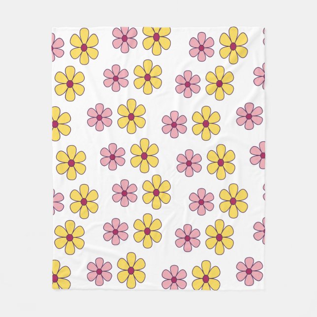 Couverture Polaire Joli motif de grandes fleurs (Devant)