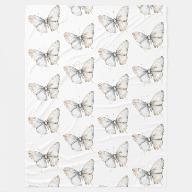 Couverture Polaire Joli Papillon blanc (Devant)