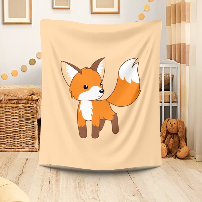 Couverture Polaire Joli Petit Renard Abricot Beige (Créateur téléchargé)