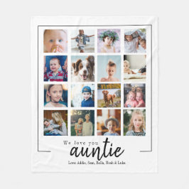 Couverture Polaire Joli script 16 photo collage tante cadeau