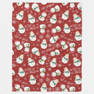Couverture Polaire Joli Snowman Snowflake Whimsal Noël Cosy