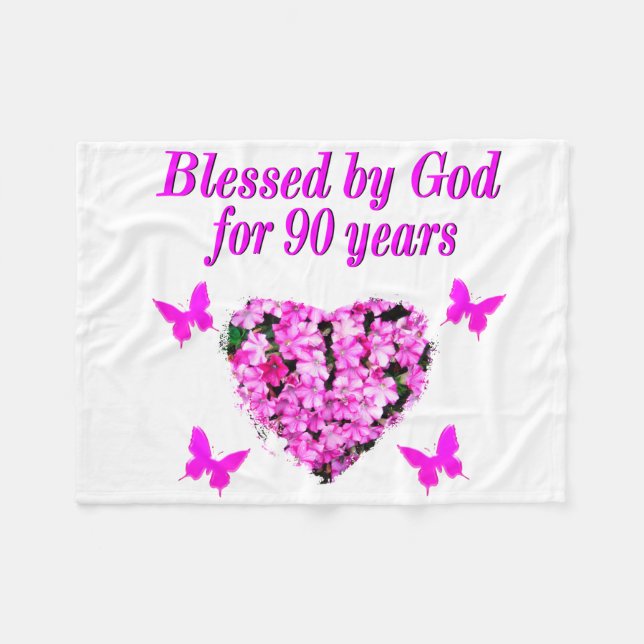 COUVERTURE POLAIRE JOLIE 90E ANNIVERSAIRE FLORAL (Devant (Horizontal))