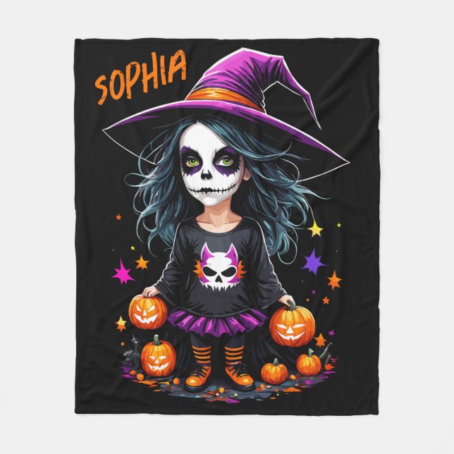 Couverture Polaire Jolie Adorable Kawaii Halloween sorcière (Devant)