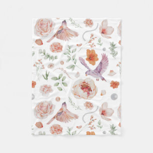 Couverture Polaire Jolie aquarelle Floral Hummingbird Motif