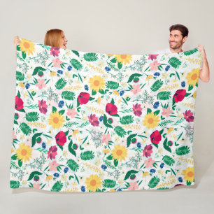 Couverture Polaire Jolie couleur Wild Floral Blanc Design