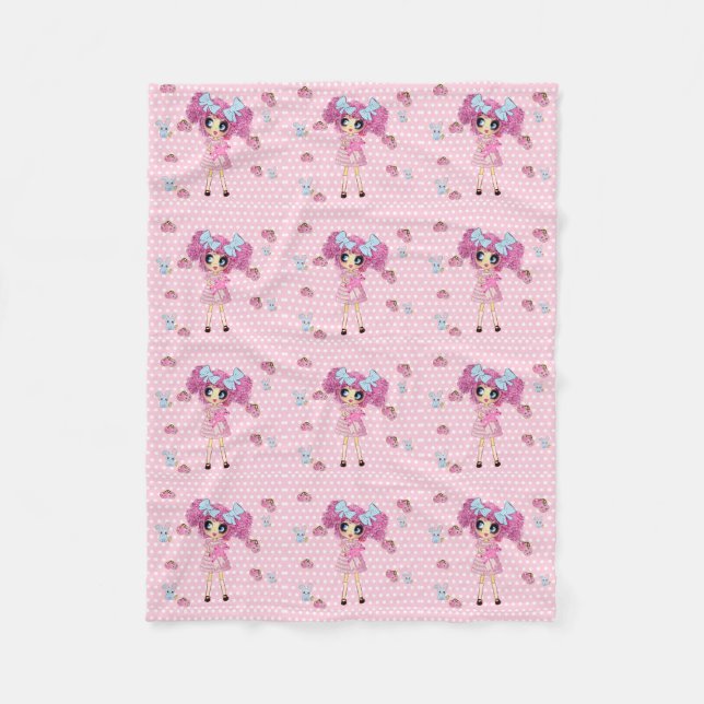 Couverture Polaire Jolie en rose Kawaii fille PinkyP (Devant)