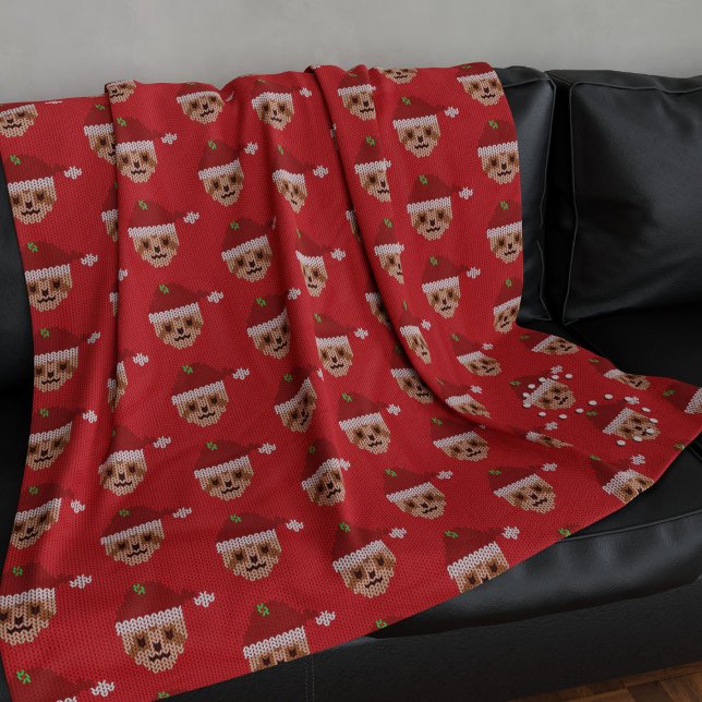 Couverture Polaire Jolie fêtes Noël Rouge polaire Blanche (A fun and festive Christmas sloth fleece blanket with space for your initial)