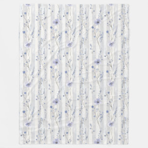 Couverture Polaire Jolie Lavande Fleurs Blanches Rayures Shower Nupti