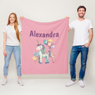 Couverture Polaire Jolie Licorne Aquarelle Colorée