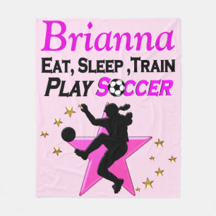 COUVERTURE POLAIRE JOLIE ROSE PERSONNALISÉE SOCCER FILLE BLANKET