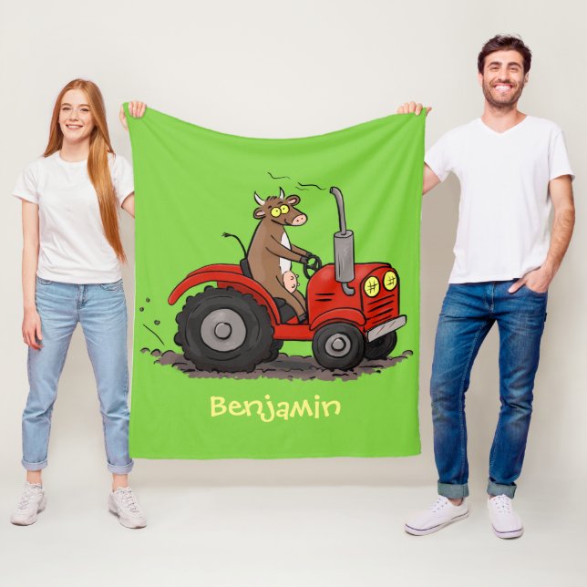 Couverture Polaire Jolie vache heureuse conduisant un dessin animé de (En situation)