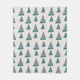 Couverture Polaire Jolies arbres Doodles rose vert