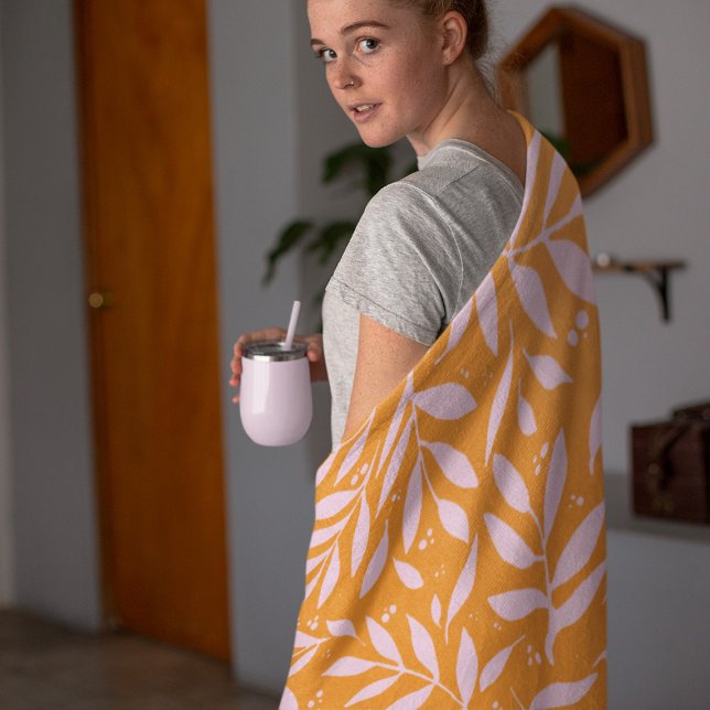 Couverture Polaire Jolies branches - orange et rose (Créateur téléchargé)