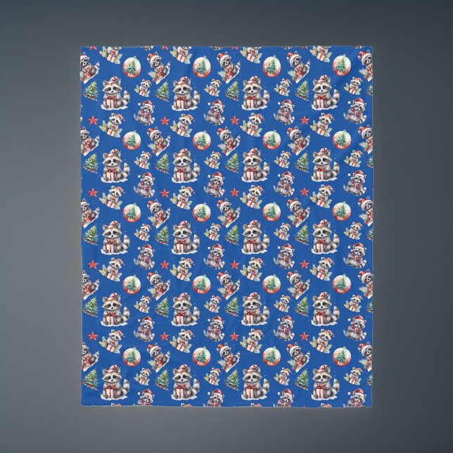 Couverture Polaire Jolies Raccoons de Noël avec cadeaux Snowglobe Tre (Créateur téléchargé)