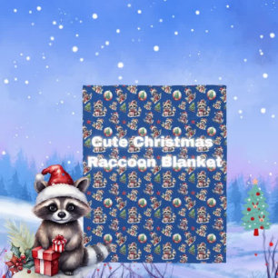 Couverture Polaire Jolies Raccoons de Noël avec cadeaux Snowglobe Tre