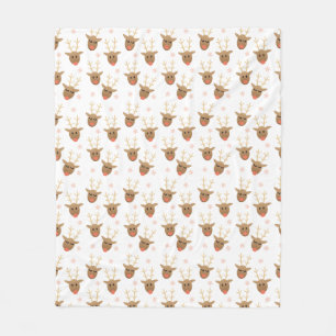 Couverture Polaire Jote Reindeer face Motif Snowflakes hiver