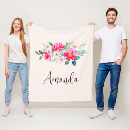 Couverture Polaire Jouer Joli Bouquet de Fleur Rose