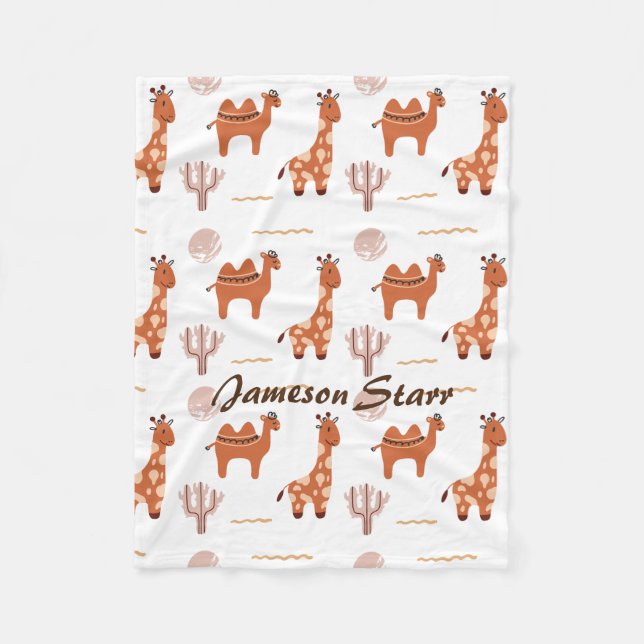 Couverture Polaire Jouet Brown Cactus Camel Llama Animal Nom de la fa (Devant)