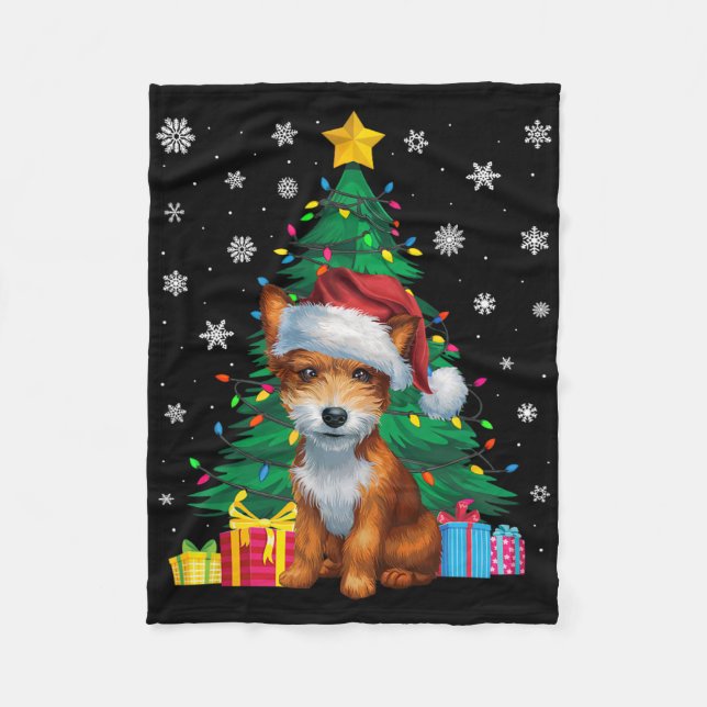 Couverture Polaire Jouet moche Sweater Xmas Lumières Jouet Fox Terrie (Devant)