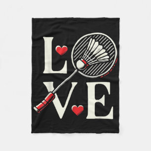 Couverture Polaire Joueur de badminton d'amour Cœur Raquette Navette 