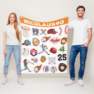 Couverture Polaire Joueur de baseball Monogramme motif de sport moder