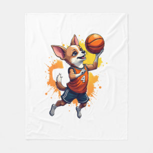 Couverture Polaire Joueur de basketball Chihuahua Sport Dunk Copie
