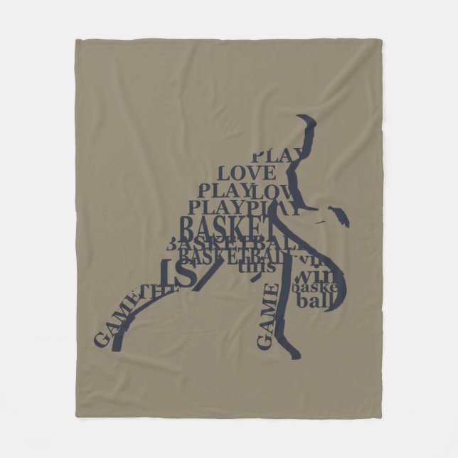 Couverture Polaire Joueur de basketball dribble avec texte intégral d (Devant)