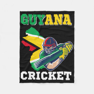 Couverture Polaire Joueur de cricket guyanien maillot drapeau Guyane