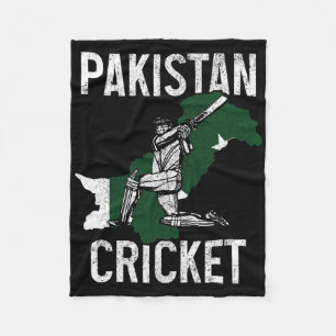 Couverture Polaire Joueur de cricket pakistanais Drapeau pakistanais
