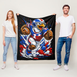 Couverture Polaire Joueur de football aigle patriotique USA #1