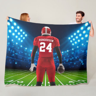 Couverture Polaire Joueur de football personnalisé avec maillot rouge