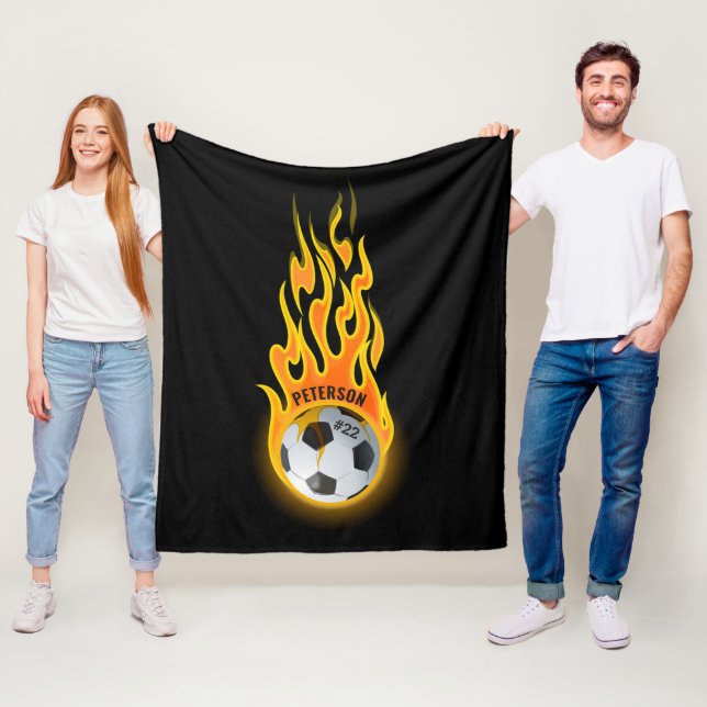 Couverture Polaire Joueur d'équipe de football personnalisé en flamme (En situation)