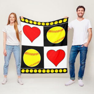 Couverture Polaire Joueur rapide Softballs & Coeurs Fleece Blanket