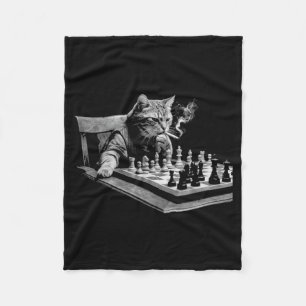 Couverture Polaire Jour de jeu d'échecs de jeu de société de chat fum