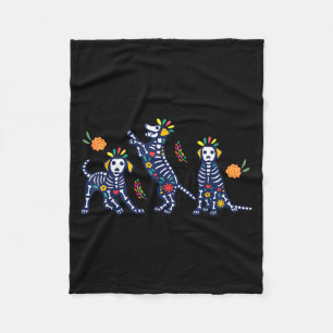 Couverture Polaire Jour Des Morts Chiens De Squelette Colorés Mexicai