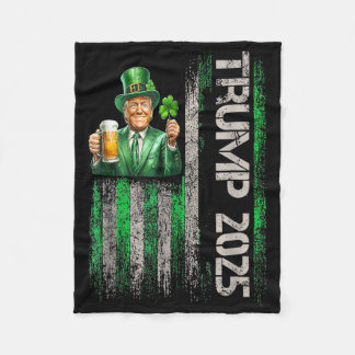 Couverture Polaire Jour du drapeau américain Trump 2025, Saint-Patric