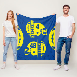 Couverture Polaire Jour du jeu de football bleu et jaune